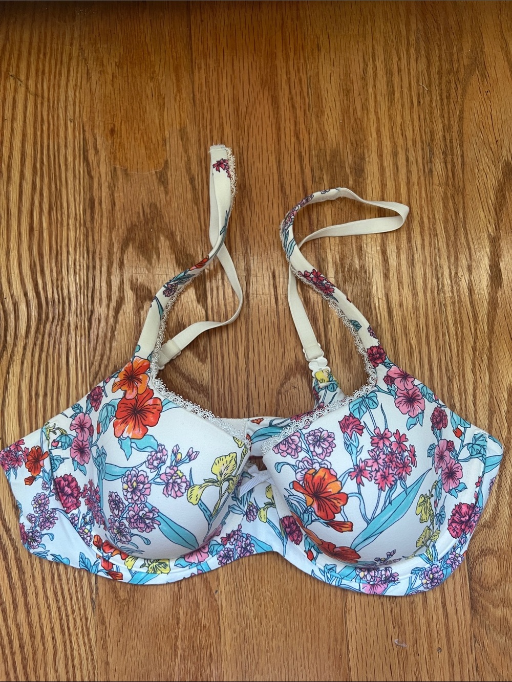 GAP White Floral Underwire Bra with Multicolor Blooms